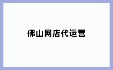 佛山网店代运营