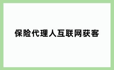 保险代理人互联网获客