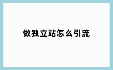 做独立站怎么引流