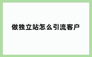 做独立站怎么引流客户