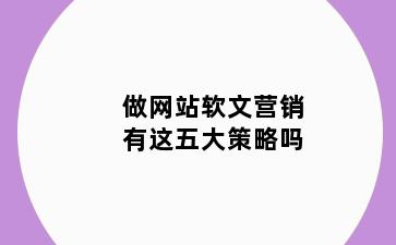 做网站软文营销有这五大策略吗