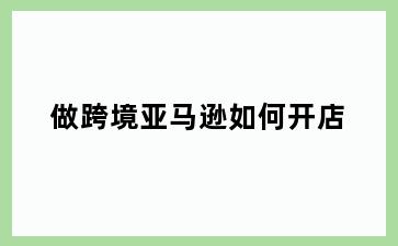 做跨境亚马逊如何开店
