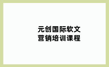 元创国际软文营销培训课程