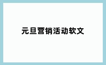 元旦营销活动软文