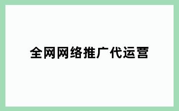 全网网络推广代运营