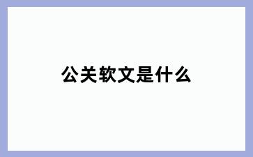 公关软文是什么