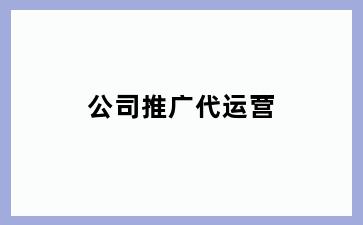 公司推广代运营