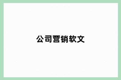 公司营销软文