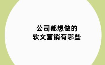 公司都想做的软文营销有哪些