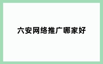 六安网络推广哪家好