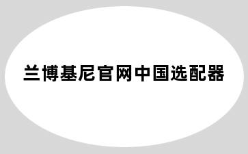 兰博基尼官网中国选配器