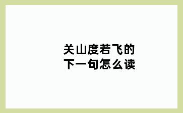 关山度若飞的下一句怎么读