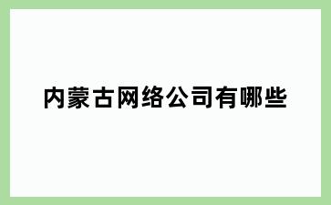 内蒙古网络公司有哪些
