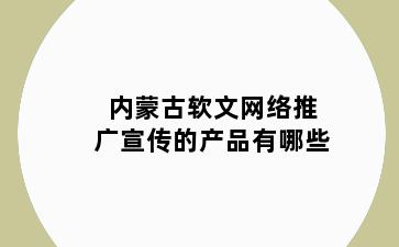 内蒙古软文网络推广宣传的产品有哪些