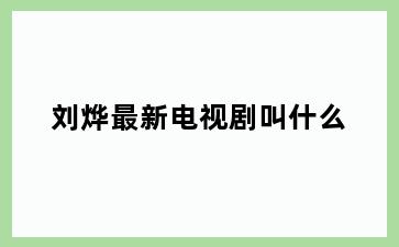 刘烨最新电视剧叫什么
