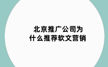 北京推广公司为什么推荐软文营销