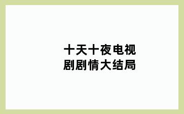 十天十夜电视剧剧情大结局