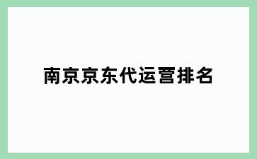 南京京东代运营排名
