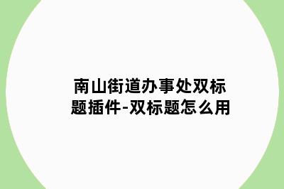 南山街道办事处双标题插件-双标题怎么用