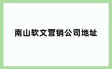 南山软文营销公司地址