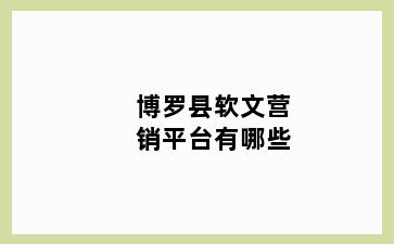 博罗县软文营销平台有哪些