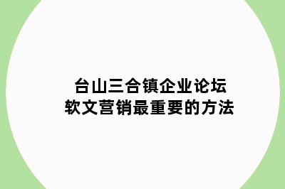 台山三合镇企业论坛软文营销最重要的方法