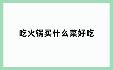 吃火锅买什么菜好吃