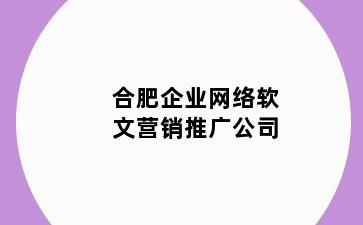 合肥企业网络软文营销推广公司