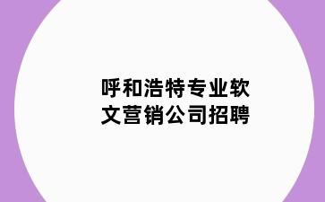 呼和浩特专业软文营销公司招聘