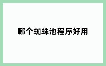 哪个蜘蛛池程序好用