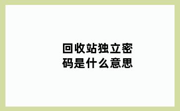 回收站独立密码是什么意思