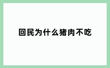 回民为什么猪肉不吃