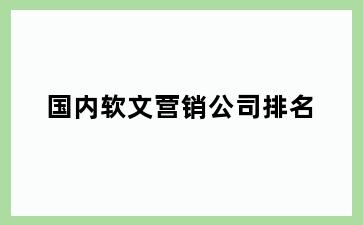 国内软文营销公司排名