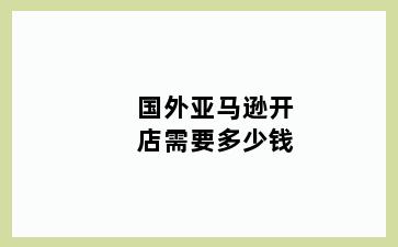 国外亚马逊开店需要多少钱