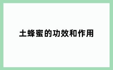 土蜂蜜的功效和作用