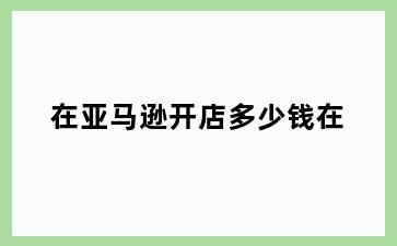 在亚马逊开店多少钱在
