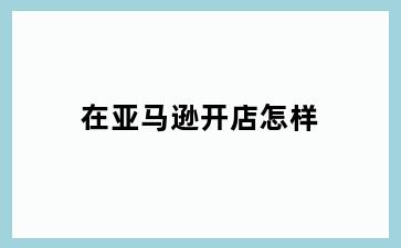 在亚马逊开店怎样