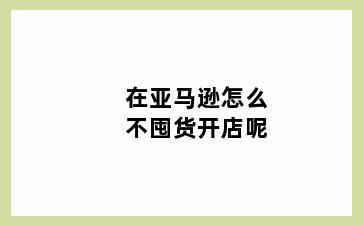 在亚马逊怎么不囤货开店呢