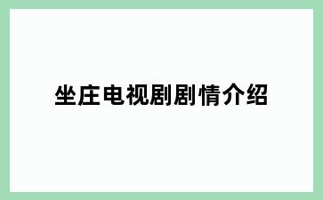 坐庄电视剧剧情介绍