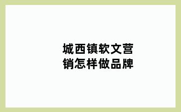 城西镇软文营销怎样做品牌