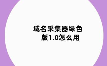 域名采集器绿色版1.0怎么用