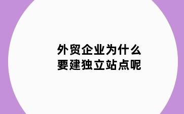 外贸企业为什么要建独立站点呢