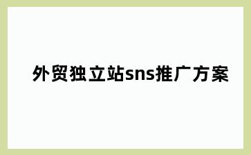外贸独立站sns推广方案