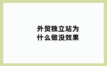 外贸独立站为什么做没效果