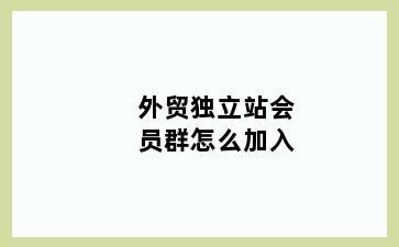 外贸独立站会员群怎么加入