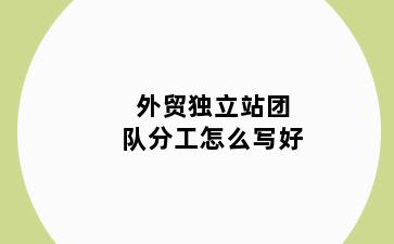 外贸独立站团队分工怎么写好