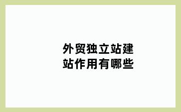 外贸独立站建站作用有哪些