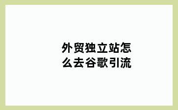 外贸独立站怎么去谷歌引流