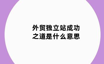 外贸独立站成功之道是什么意思