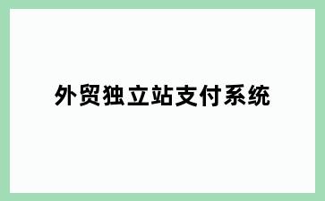 外贸独立站支付系统